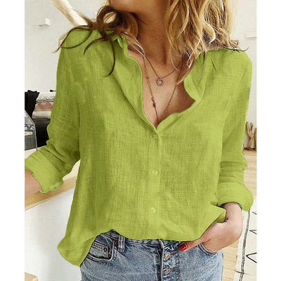 👚 Loose Button Lapel Cardigan Top – Women’s Long Sleeve Blouse