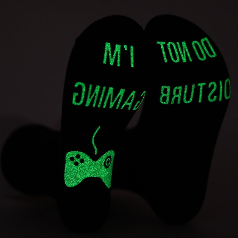 🧵 Men’s Pure Cotton Socks – Letter Print Mid-Calf Socks