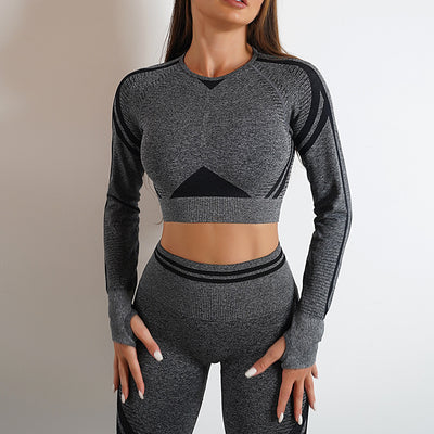Seamless Yoga Pants & Long Sleeve Tops – Butt Lifting Slim Fit Sportswear Set
