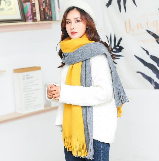 🧵 Men’s Color-Block Wool Scarf – Stylish & Warm