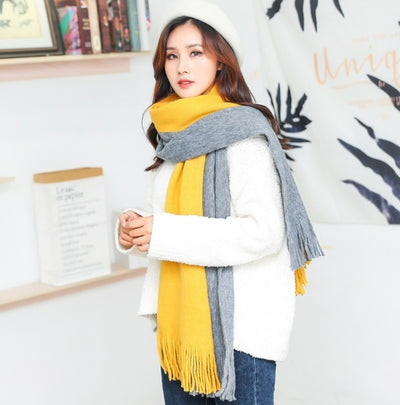 🧵 Men’s Color-Block Wool Scarf – Stylish & Warm