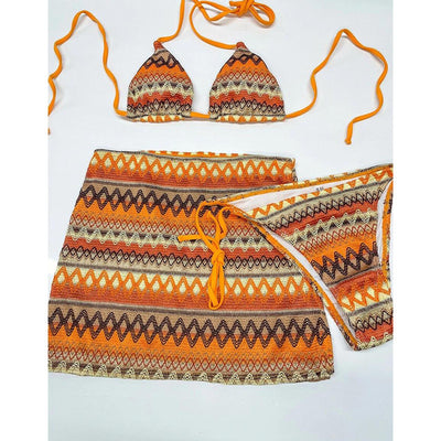 Three Piece Swimsuit for Women – Bikini Top, Bottom & Skirt Set