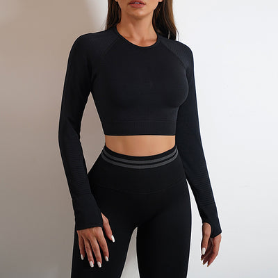 Seamless Yoga Pants & Long Sleeve Tops – Butt Lifting Slim Fit Sportswear Set