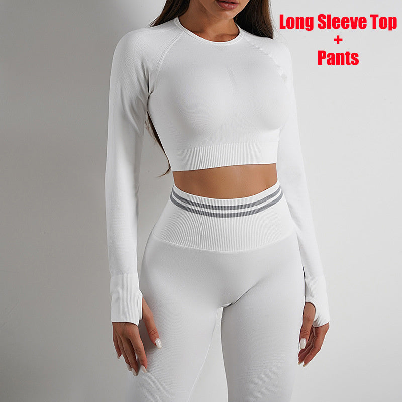 Seamless Yoga Pants & Long Sleeve Tops – Butt Lifting Slim Fit Sportswear Set