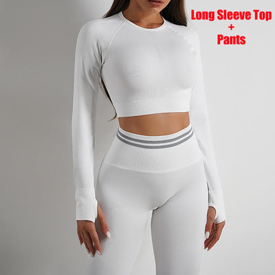 Seamless Yoga Pants & Long Sleeve Tops – Butt Lifting Slim Fit Sportswear Set