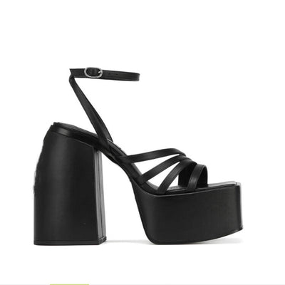 👠 Square Toe Platform Chunky High Heel Sandals
