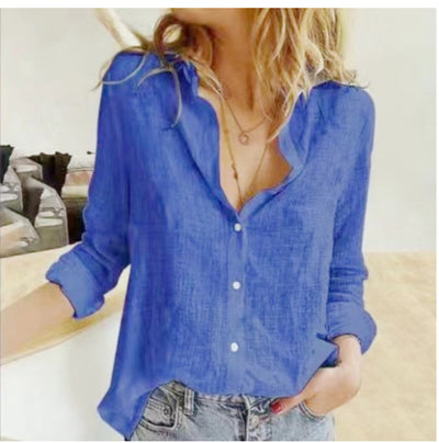 👚 Loose Button Lapel Cardigan Top – Women’s Long Sleeve Blouse